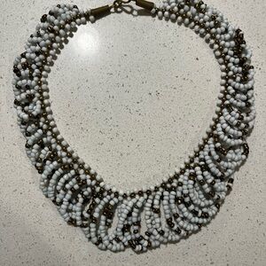 Elegant White and Gold Beaded Necklace